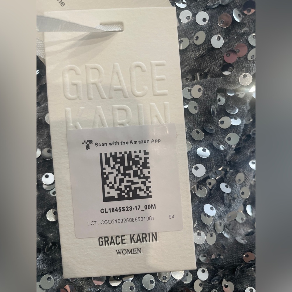 Grace Karin Silver Sequin Backless Dress - Picture 12 of 15
